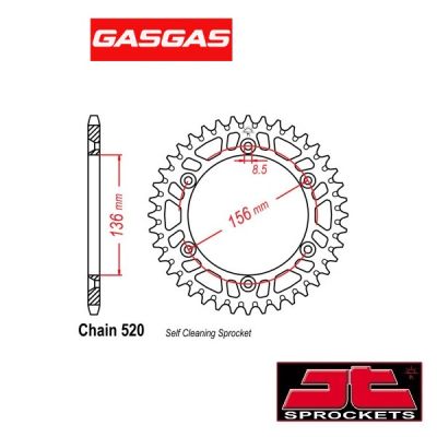 JT SPROCKETS ALUMINIUM ACHTERTANDWIEL - GAS GAS